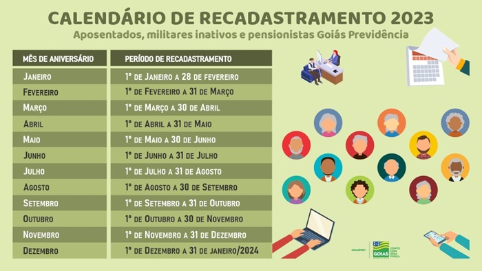 Desenho de rostos de pessoas sobre fundo bege e um calendário à esquerda